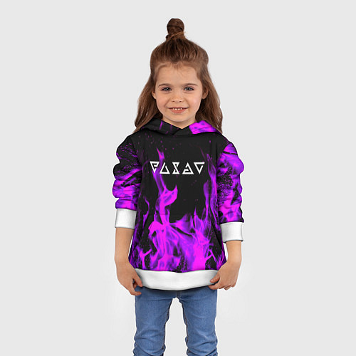 Детская толстовка Ведьмак неоновый огонь / 3D-Белый – фото 4
