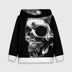 Толстовка-худи детская Стилизованный череп, цвет: 3D-белый