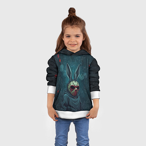 Детская толстовка Зайчик в хоккейной маске / 3D-Белый – фото 4