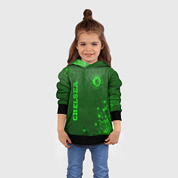 Толстовка-худи детская Chelsea - green gradient вертикально, цвет: 3D-черный — фото 2