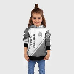 Толстовка-худи детская Real Madrid - white gradient вертикально, цвет: 3D-черный — фото 2
