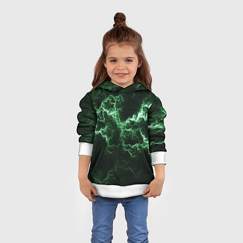 Детская толстовка Lightning green line / 3D-Белый – фото 4
