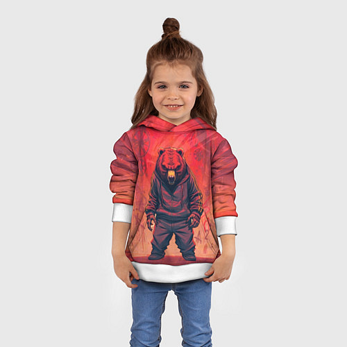Детская толстовка Мишка на спорте / 3D-Белый – фото 4