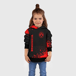 Толстовка-худи детская Borussia - red gradient вертикально, цвет: 3D-черный — фото 2