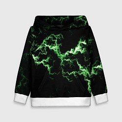 Толстовка-худи детская Lightning green glow, цвет: 3D-белый