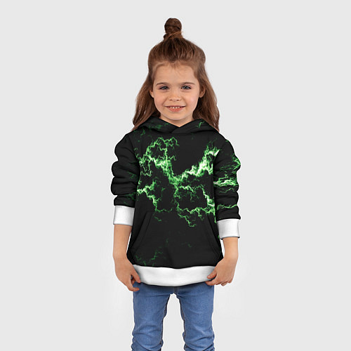 Детская толстовка Lightning green glow / 3D-Белый – фото 4