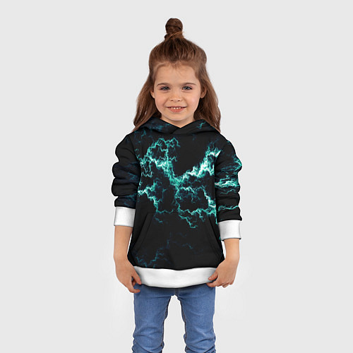 Детская толстовка Lightning light blue glow / 3D-Белый – фото 4