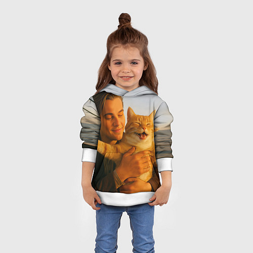 Детская толстовка Мужчина с котом на яхте / 3D-Белый – фото 4