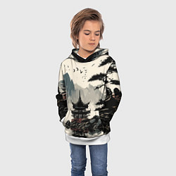 Толстовка-худи детская Японская живопись, цвет: 3D-белый — фото 2