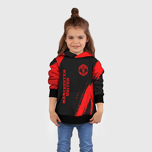 Детская толстовка Manchester United - red gradient вертикально / 3D-Черный – фото 4