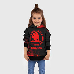 Толстовка-худи детская Skoda - red gradient, цвет: 3D-черный — фото 2