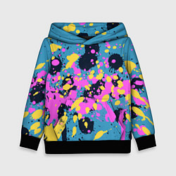 Детская толстовка Брызги краски розовой желтой и темно синей