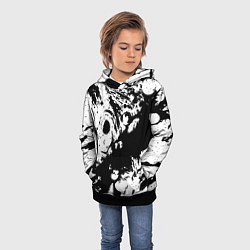 Толстовка-худи детская Чёрный с белой абстракцией, цвет: 3D-черный — фото 2