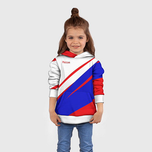 Детская толстовка Россия бело-сине-красный / 3D-Белый – фото 4