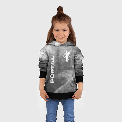 Детская толстовка Portal - grey gradient вертикально / 3D-Черный – фото 4