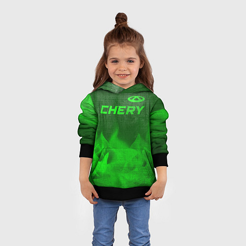 Детская толстовка Chery - green gradient посередине / 3D-Черный – фото 4
