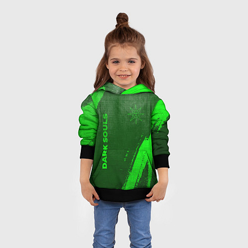 Детская толстовка Dark Souls - green gradient вертикально / 3D-Черный – фото 4