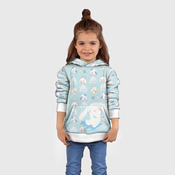 Толстовка-худи детская Нежные зайки, цвет: 3D-белый — фото 2