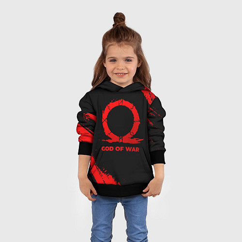 Детская толстовка God of War - red gradient / 3D-Черный – фото 4