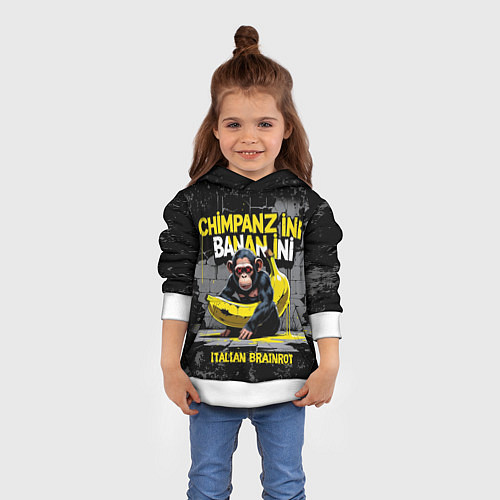 Детская толстовка Итальянские мемы шаманзини бананини / 3D-Белый – фото 4