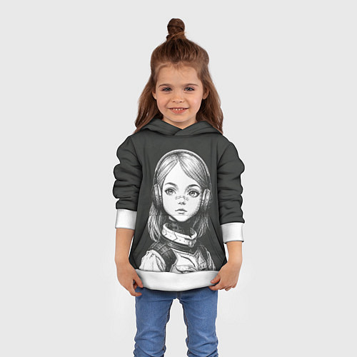 Детская толстовка Девушка-андроид из будущего / 3D-Белый – фото 4