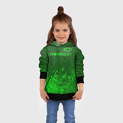 Толстовка-худи детская Chevrolet - green gradient посередине, цвет: 3D-черный — фото 2