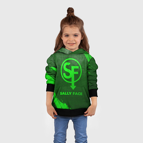 Детская толстовка Sally Face - green gradient / 3D-Черный – фото 4