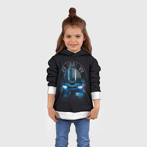 Детская толстовка BMW на мосту / 3D-Белый – фото 4