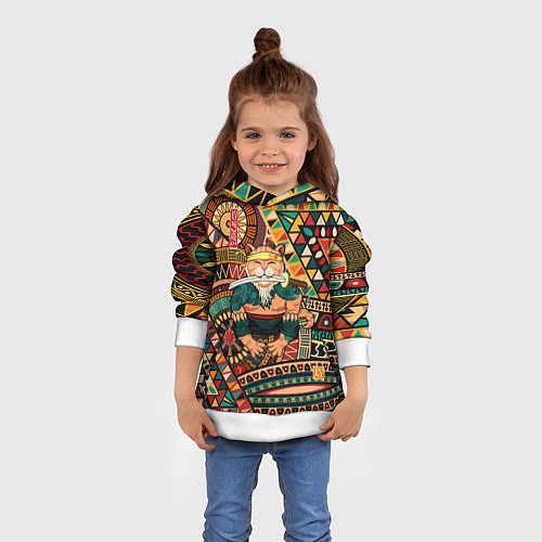 Детская толстовка Кот самурай - Айко / 3D-Белый – фото 4