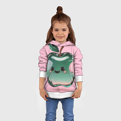 Толстовка-худи детская Кавайное яблоко, цвет: 3D-белый — фото 2