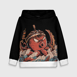 Толстовка-худи детская Осьминог такояки, цвет: 3D-белый