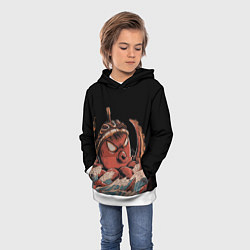 Толстовка-худи детская Осьминог такояки, цвет: 3D-белый — фото 2