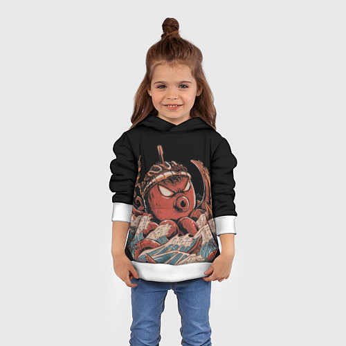 Детская толстовка Осьминог такояки / 3D-Белый – фото 4