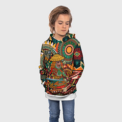 Толстовка-худи детская Цветной самурай, цвет: 3D-белый — фото 2