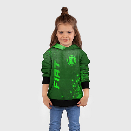 Детская толстовка Fiat - green gradient вертикально / 3D-Черный – фото 4
