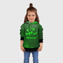 Толстовка-худи детская Hitman - green gradient, цвет: 3D-черный — фото 2