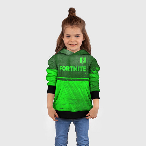 Детская толстовка Fortnite - green gradient посередине / 3D-Черный – фото 4