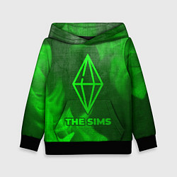 Толстовка-худи детская The Sims - green gradient, цвет: 3D-черный