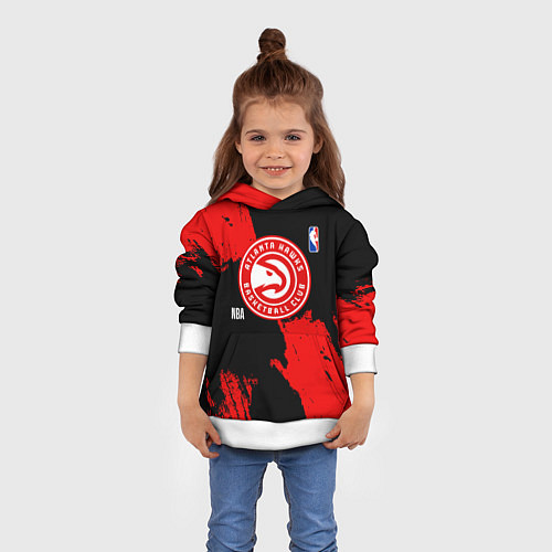 Детская толстовка Atlanta Hawks black and red / 3D-Белый – фото 4