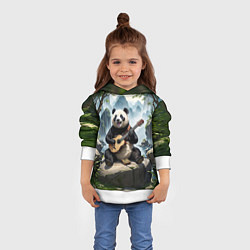 Толстовка-худи детская Панда играет на гитаре в лесу, цвет: 3D-белый — фото 2