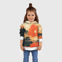 Толстовка-худи детская Рыбацкий дом на закате, цвет: 3D-белый — фото 2