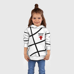 Толстовка-худи детская Чикаго Буллз на белом фоне, цвет: 3D-белый — фото 2