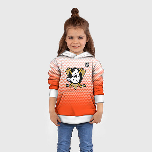 Детская толстовка Анахайм Дакс - оранжевая геометрия / 3D-Белый – фото 4