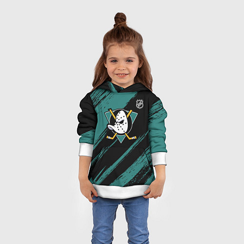 Детская толстовка Анахайм Дакс - зеленая краска / 3D-Белый – фото 4