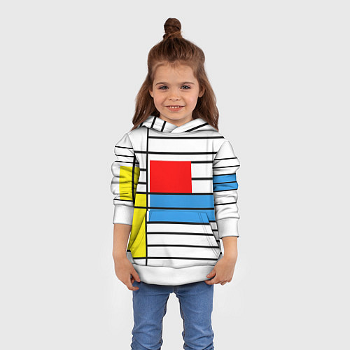 Детская толстовка В стиле мондриана / 3D-Белый – фото 4