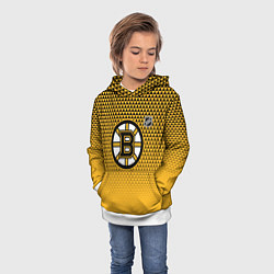 Толстовка-худи детская Бостон Брюинз - паттерн треугольников, цвет: 3D-белый — фото 2