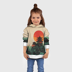 Толстовка-худи детская Храм в горах, цвет: 3D-белый — фото 2
