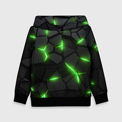 Толстовка-худи детская Зеленая неоновая броня, цвет: 3D-черный