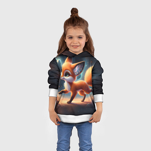 Детская толстовка Лиса бежит по космическому простору / 3D-Белый – фото 4
