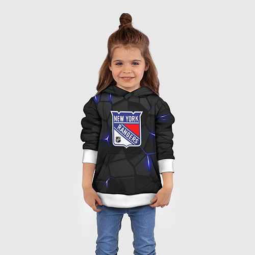 Детская толстовка Нью Йорк Рейнджерс - НХЛ хоккей / 3D-Белый – фото 4